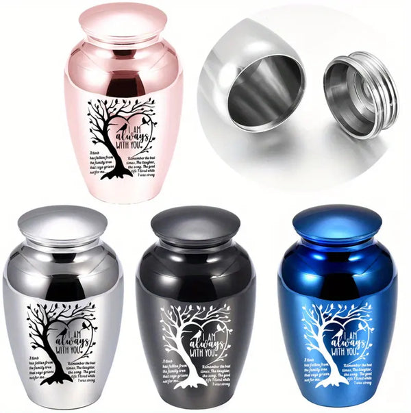 "I Am Always With You" Small Urn For Ashes Tree Of Life Aluminium Alloy Mini Urn For Ashes Cremation Keepsake For Ashes Memorial Ashes Holder