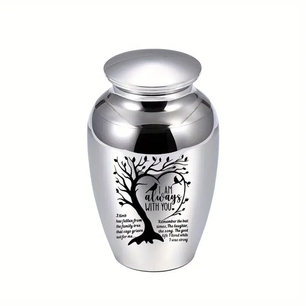 "I Am Always With You" Small Urn For Ashes Tree Of Life Aluminium Alloy Mini Urn For Ashes Cremation Keepsake For Ashes Memorial Ashes Holder