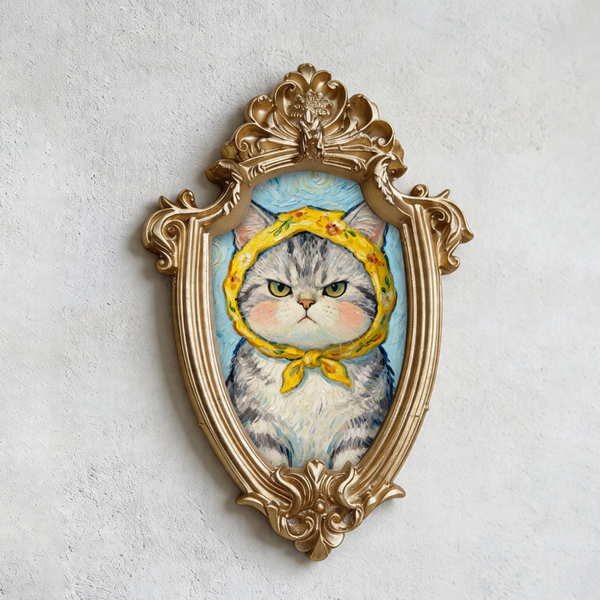 Custom Renaissance Pet Portrait with Ornate Gold Frame - Personalized Royal Dog Cat Oil Painting Canvas Wall Art