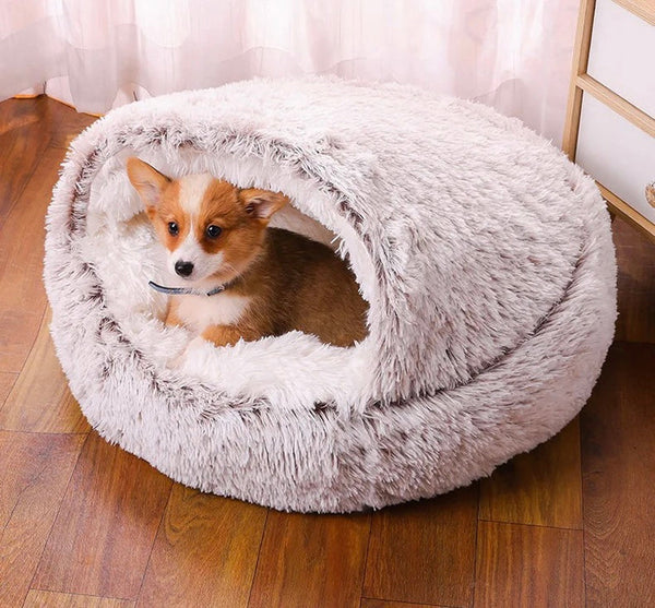 Cozy Shell-Shaped Cat Bed - Plush, Thickened Pet Nest with Non-Slip Waterproof Bottom for Cats & Small Dogs