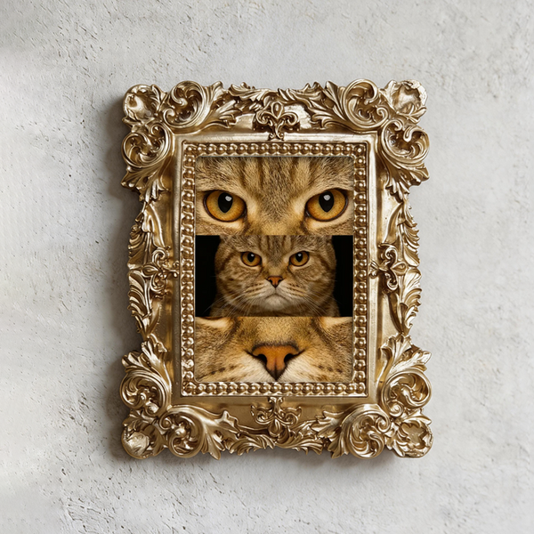 Custom Renaissance Pet Portrait with Ornate Gold Frame - Personalized Royal Dog Cat Oil Painting Canvas Wall Art