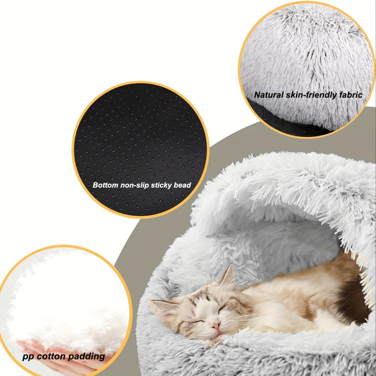 Cozy Shell-Shaped Cat Bed - Plush, Thickened Pet Nest with Non-Slip Waterproof Bottom for Cats & Small Dogs