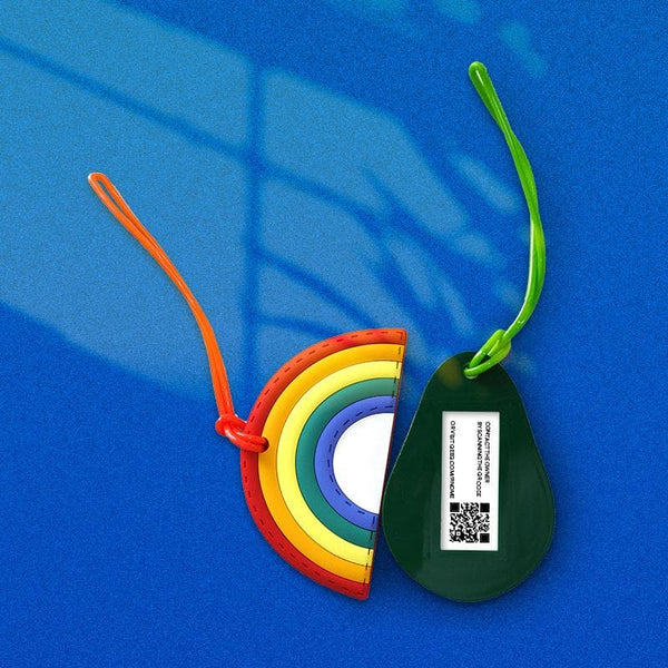 Smart Luggage Tags Travel ID Bag Tags (Rainbow, Avocado Cute Design)